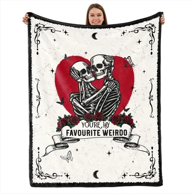 Skeleton Couple Favourite Weirdo Blanket: Gothic Romance Design