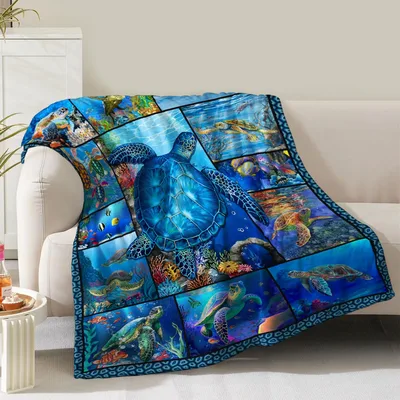 Sea Turtles Ocean Patchwork Blanket: A Vibrant Underwater Quilt