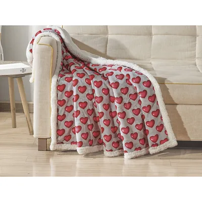 Red Hearts Pattern Blanket: Cozy Design for Couples and Lovers