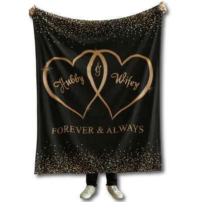 Hubby Wifey Forever Blanket: Interlocking Hearts Design