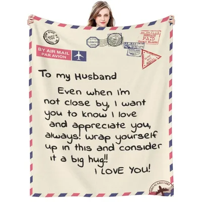 To My Husband Air Blanket: A Vintage Air Mail Love Letter Design