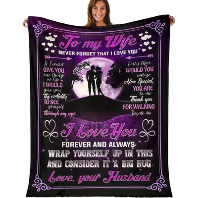 To My Wife Love Blanket: Romantic Moonlight Design for Her