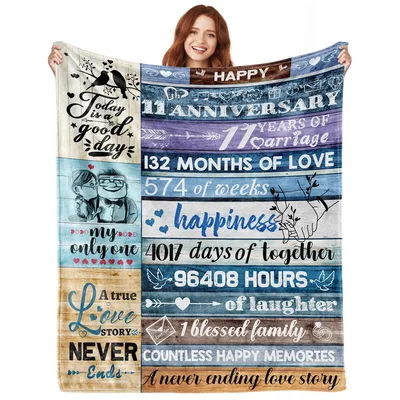 11 Year Anniversary Love Blanket Celebrating 11 Years of Marriage