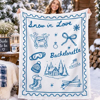 Snow in Love Bachelorette Blanket Winter Wedding Fun Design