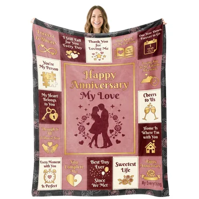 Happy Anniversary My Love Blanket features a romantic