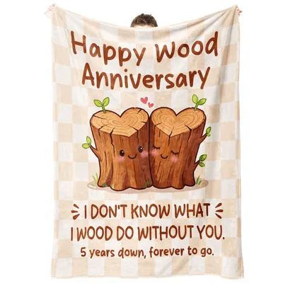 Happy Wood Anniversary Toast Blanket: A Five Year Celebration