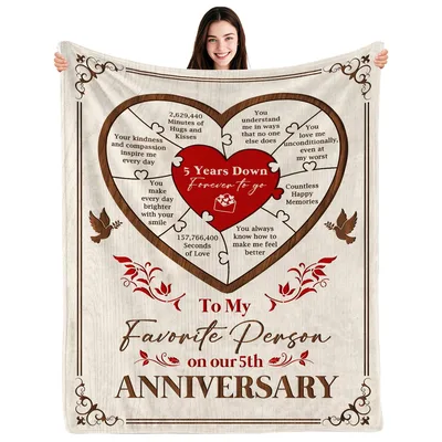 To My Favorite Person 5th Blanket Celebrating Five Years of Love