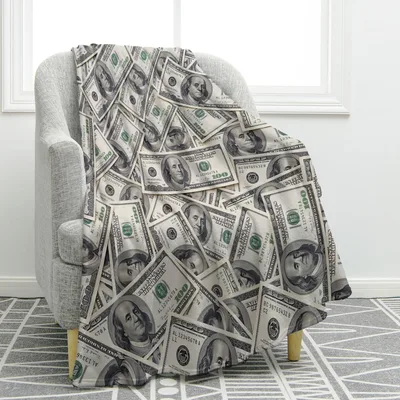 Money Pattern Blanket for Cash Lovers and Dollar Fans