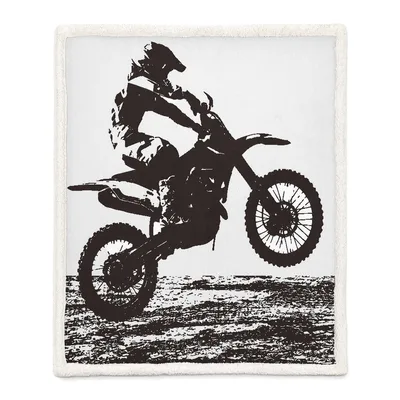 Dirt Bike Rider Silhouette Blanket for Off-Road Enthusiasts