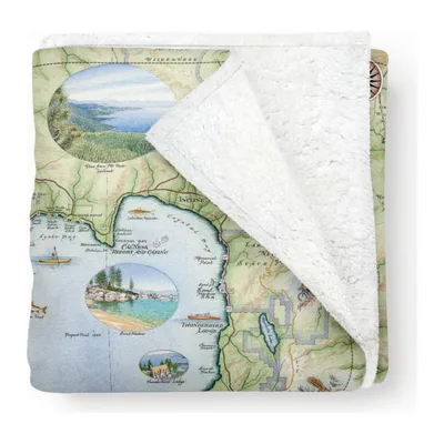 Lake Tahoe Map Blanket for Lake Lovers and Road Trippers