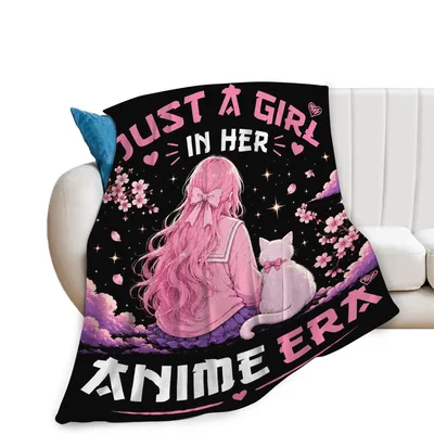 Anime Fan Blanket: Just a Girl in Her Anime Era