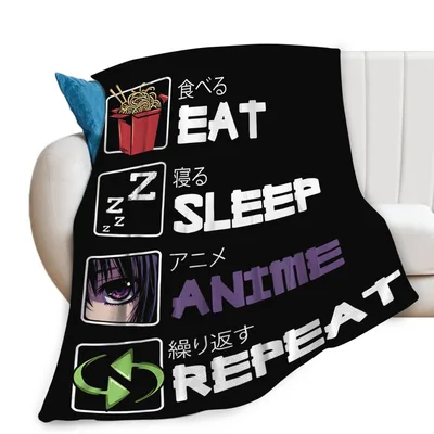 Anime Eat Sleep Repeat Blanket for Fans of the Hobby