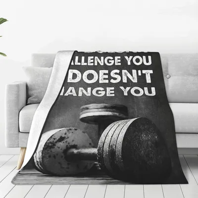 Gym Motivation Quote Blanket: Challenge You Doesn't Change You Design