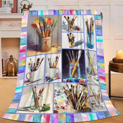 Paint Brushes Blanket for Artists and Art Lovers