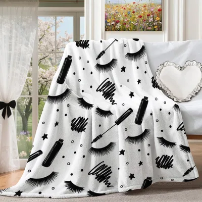 Mascara Lover Blanket: Black Lashes on White