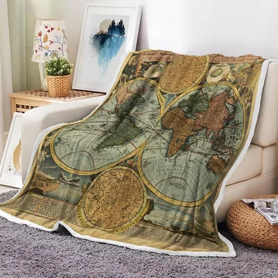 Vintage World Map Blanket for Map Lovers