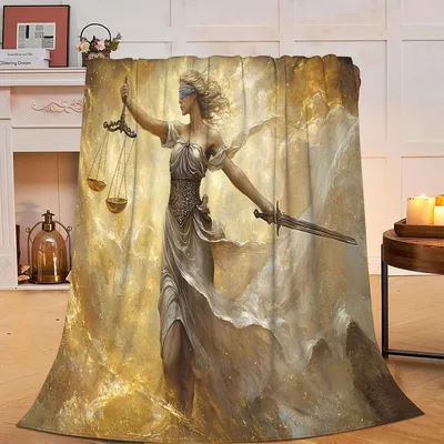 Lady Justice Blanket: Blindfolded Scales and Sword