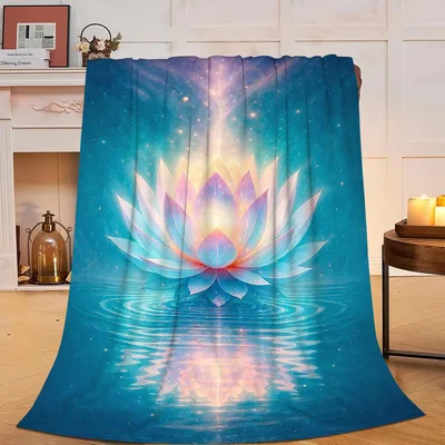 Lotus Flower Blanket: A Glowing Bloom Over Still Water
