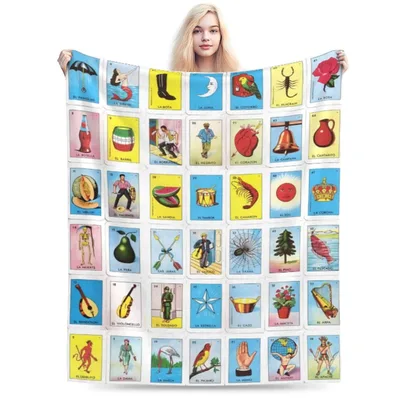 Mexican Blanket Loteria Cards Throw for Fans of Bingo Art