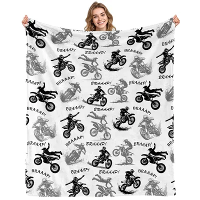 Dirt Bike Braaap Pattern in Black Blanket for Riders