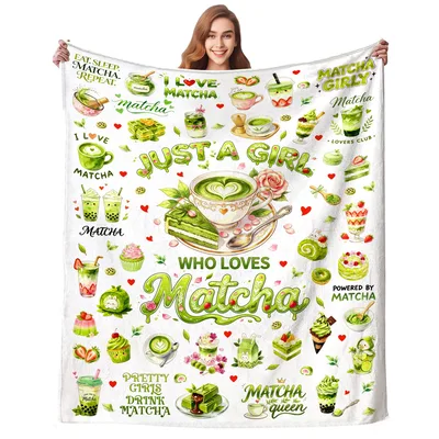 Matcha Green Tea Blanket Just a Girl Who Loves Matcha Design