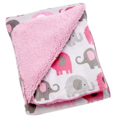 Pink and Gray Elephants Blanket for Nursery Cozy Nights