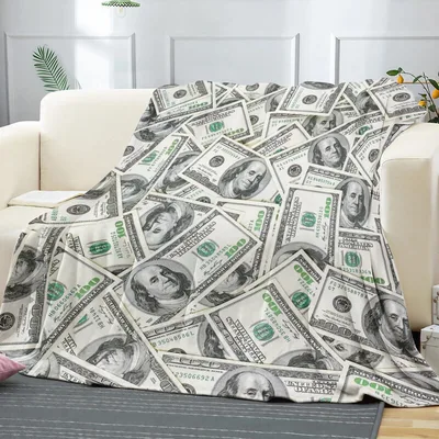 Money Bills Pattern Blanket: A Pile of Hundred Dollar Bill Cozy Decor