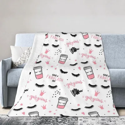 Gorgeous Lashes Blanket: Coffee Cup Lash Print Throw