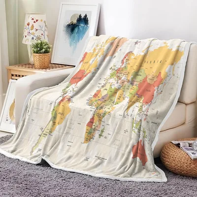 World Map Atlas Blanket: Vintage Educational Print for Travel Lovers