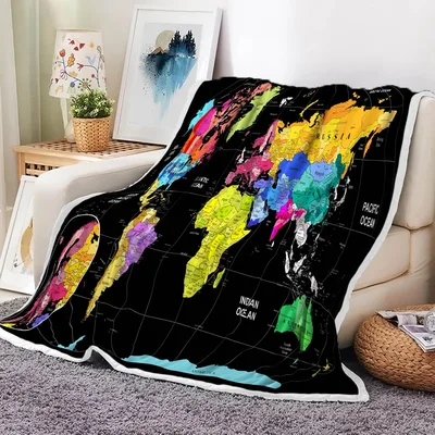 Colorful Map Blanket: A World Map in Bright Hues