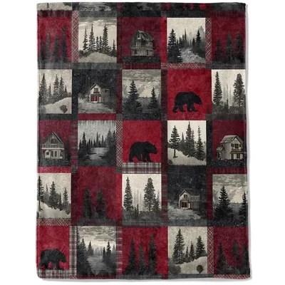 Bear Cabin Blanket for Rustic Forest Lovers