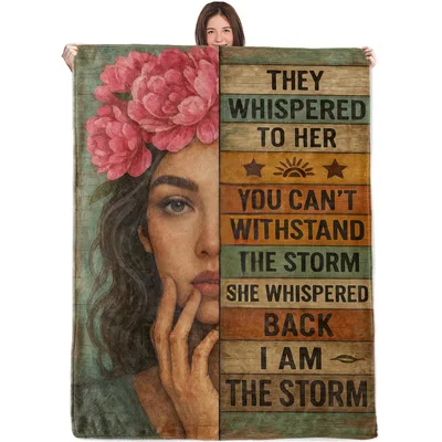 Empowering Woman Portrait Blanket featuring a floral crown