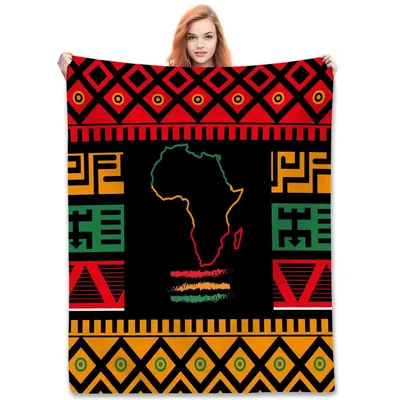African Tribal Pattern Blanket: Map of Africa Geometric Design
