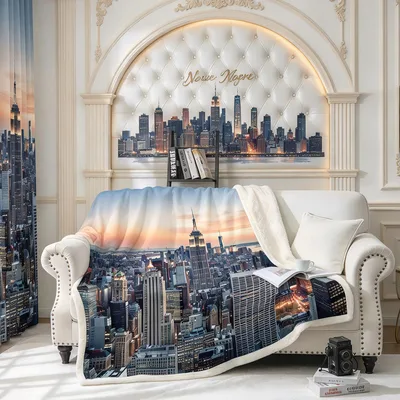 New York Skyline Blanket: Sunset Over Manhattan