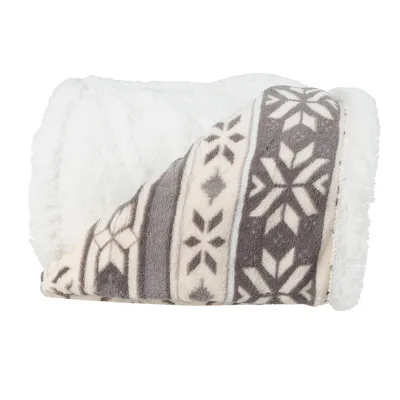 Nordic Snowflake Pattern Blanket featuring geometric gray