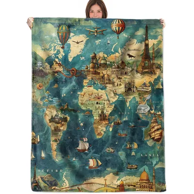 Travel Lover Map Blanket for Wanderers and Dreamers