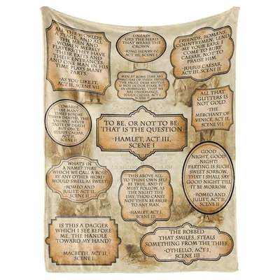 Shakespeare Quotes Blanket: Famous Lines on Soft Throw