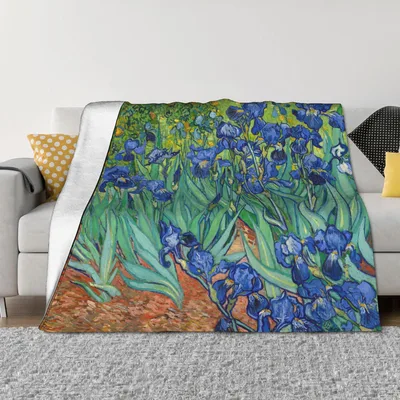 Irises Painting Blanket: Van Gogh Floral Throw for Art Lovers