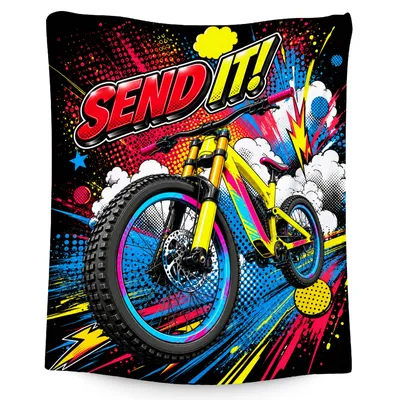 Mountain Bike Lover Blanket: Pop Art Send It Throw