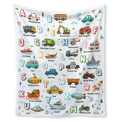 Alphabet Vehicles Kids Blanket: A Transport-Themed Alphabet Print