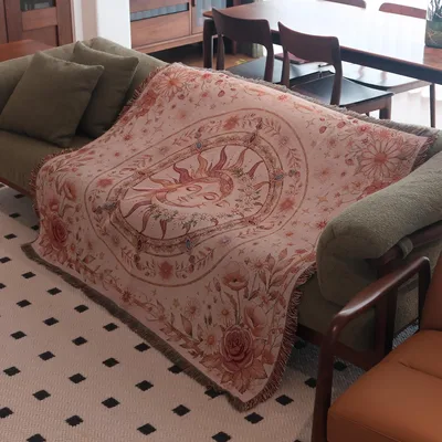 Sun Moon Boho Design Blanket