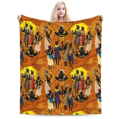 Silhouette Women Motif Pattern Blanket Celebrating African Heritage