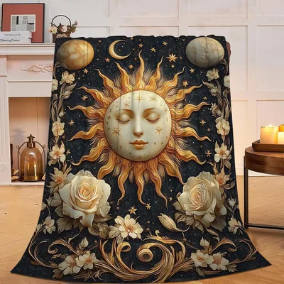 Celestial Sun and Moon Roses Blanket: Mystical Art Print