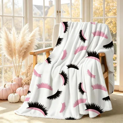 Pink and Black Eyelash Blanket