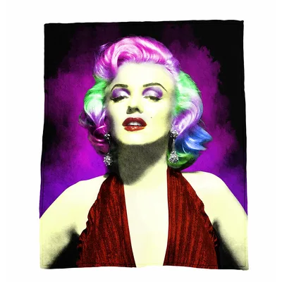 Neon Pop Art Glamour Blanket: Rainbow Hair Portrait
