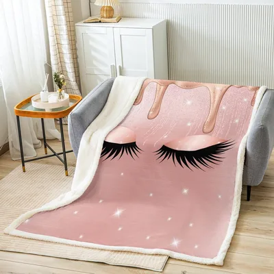 Closed Eyelashes Sparkle Pattern Blanket: Glittery Lash Design