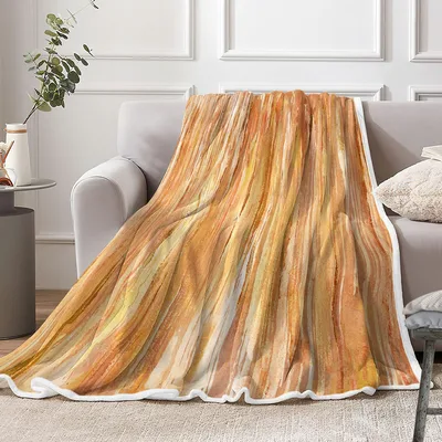 Orange Abstract Brushstroke Stripes Blanket featuring warm orange