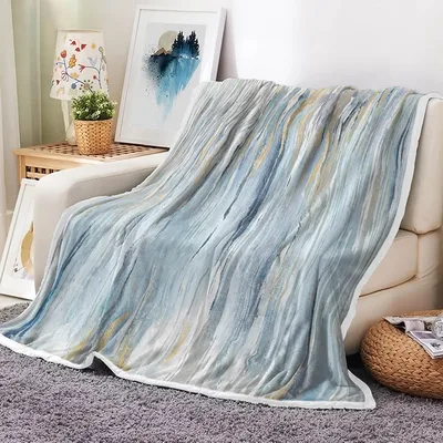 Blue Abstract Brushstroke Pattern Blanket for Modern Art Lovers