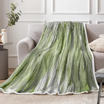 Sage Green Abstract Brushstroke Blanket for Art Lovers