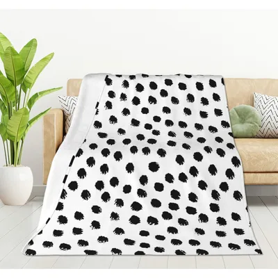 Brush Stroke Polka Dots Blanket for Art Lovers and Modern Interiors